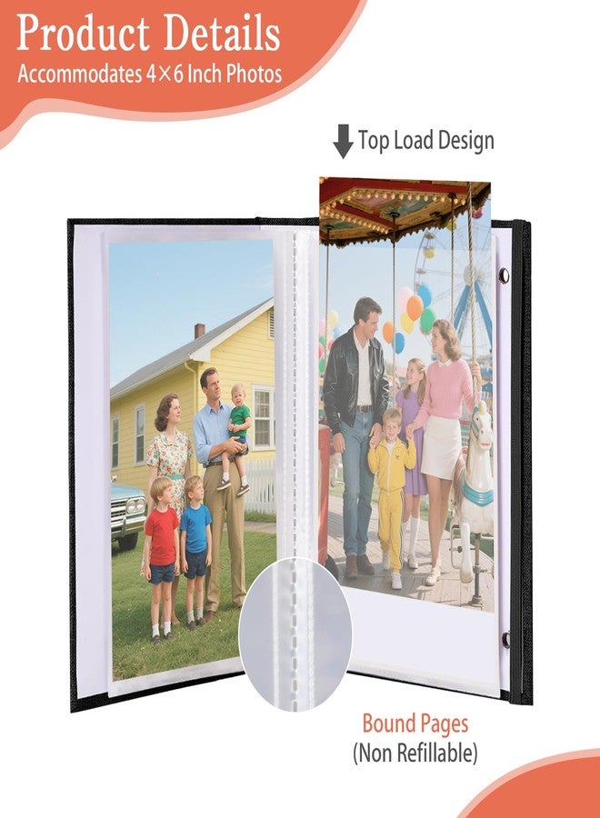 UCEHIPAW 24 Packs Photo Album Black Memory Book for 4 x 6 Inch Small Pictures with Front Window Linen Cover 26 Clear Pages Hold 52 Pictures for Family Baby Wedding Anniversare - Image 3